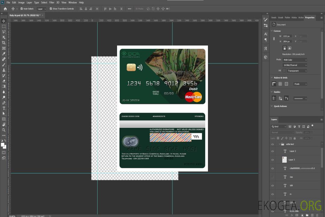 Carte Mastercard de la Banque Commerciale d'Angola template Carte Mastercard de la Banque Commerciale d'Angola template